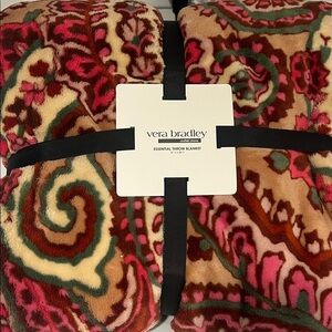 Vera Bradley Floral Plush Blanket - Red, Pink, Brown